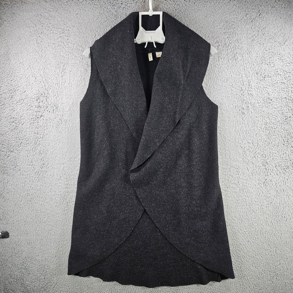 Moth Anthropologie Womens Gray 100% Wool‎ Draped Shawl Collar Longline Vest XS/S